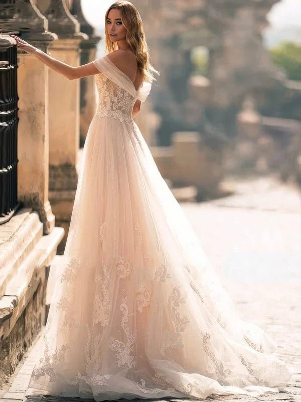 Robe de Mariée Bohème Chic Col Bateau