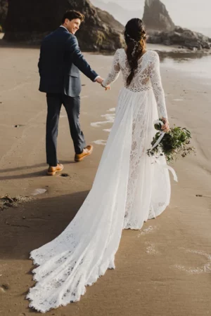 Robe de Mariée Plage Bohème 7 robe de mariee boheme chic avec manches dos 720x