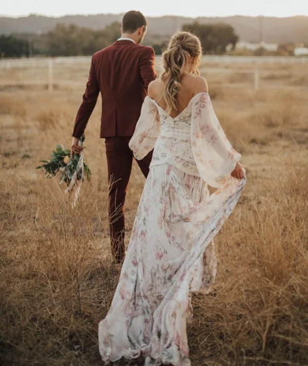 Robe de Mariée Bohème à Manches Bouffantes 7 robe de mariee boheme chic fleurie 720x