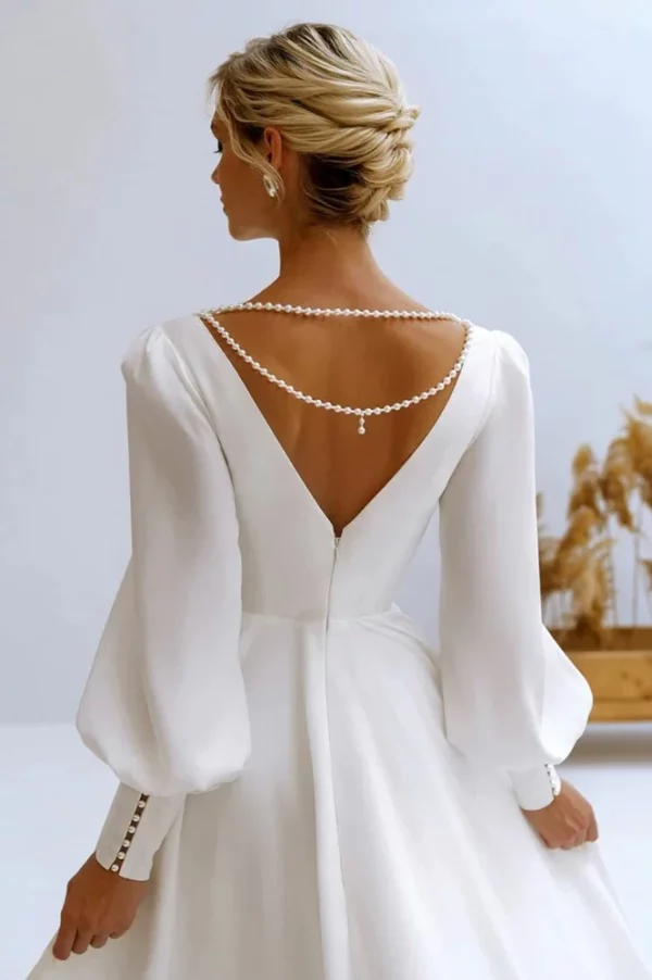 Robe de Mariée Bohème avec Manche 7 robe mariee boheme classique chic dos 720x