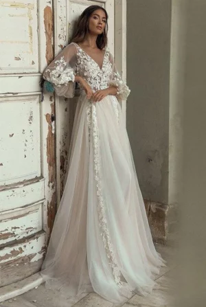 Robe de Mariée Bohème Hiver