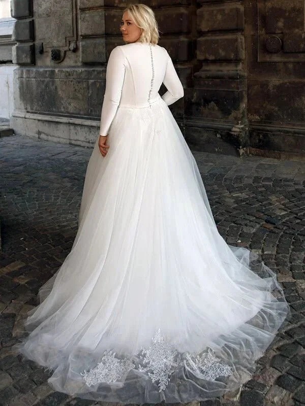 Robe de Mariée Originale Long Bas en Tulle Femme Ronde 2 robe de mariee avec manche grande taille 3 turbo 335940 5000x