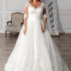 Robe de Mariée Col en V pour Femme Ronde 9 Robe de Mariée Col en V pour Femme Ronde