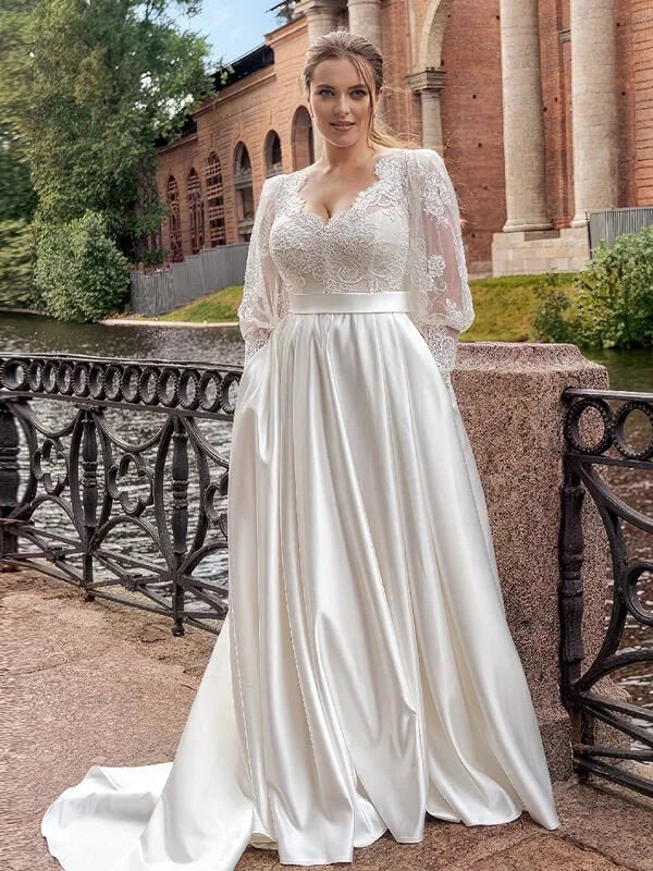 Robe de Mariée Fluide pour Femme Ronde