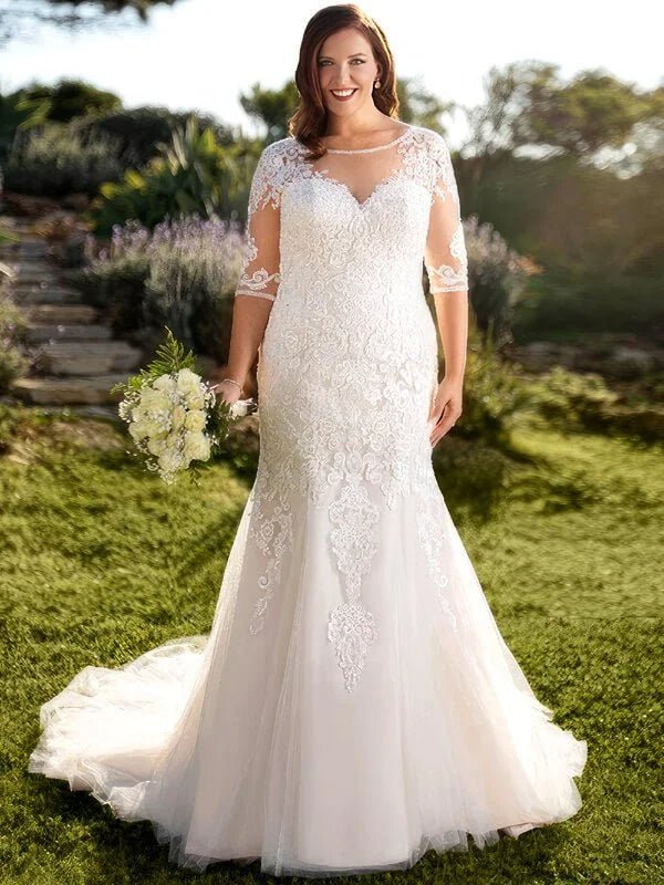 Robe de Mariée Simple pour Femme Ronde