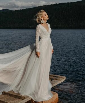 Robe de Mariée en Dentelle Bohème Chic