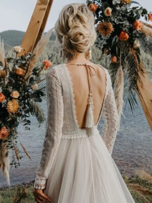 Robe de Mariée en Dentelle Bohème Chic 5 Robe de Mariée Bohème Nuance d’Ivoire