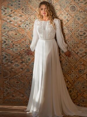 Robe de Mariée Style Bohème Manches Longues