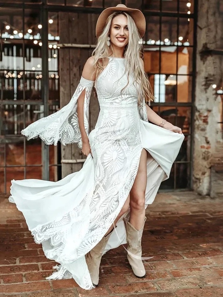 Robe de Mariée Dentelle Bohème Sexy 2 Robe de Mariée Bohème Silence Doré