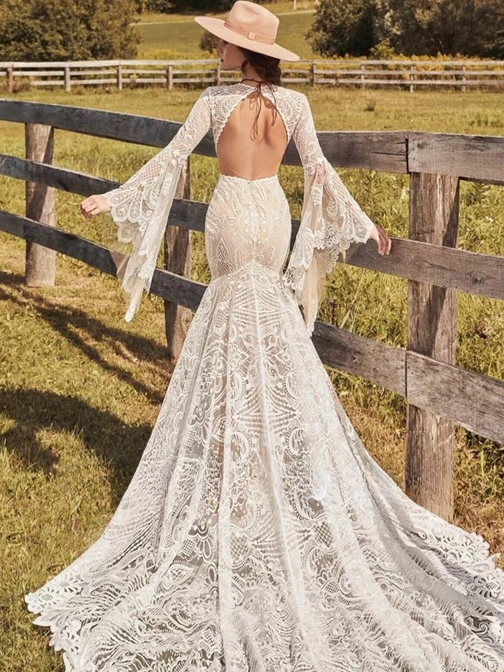 Vintage Champêtre Robe de Mariée Bohème Chic 2 Robe de Mariée Bohème Promesse Silencieuse