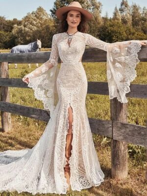 Vintage Champêtre Robe de Mariée Bohème Chic