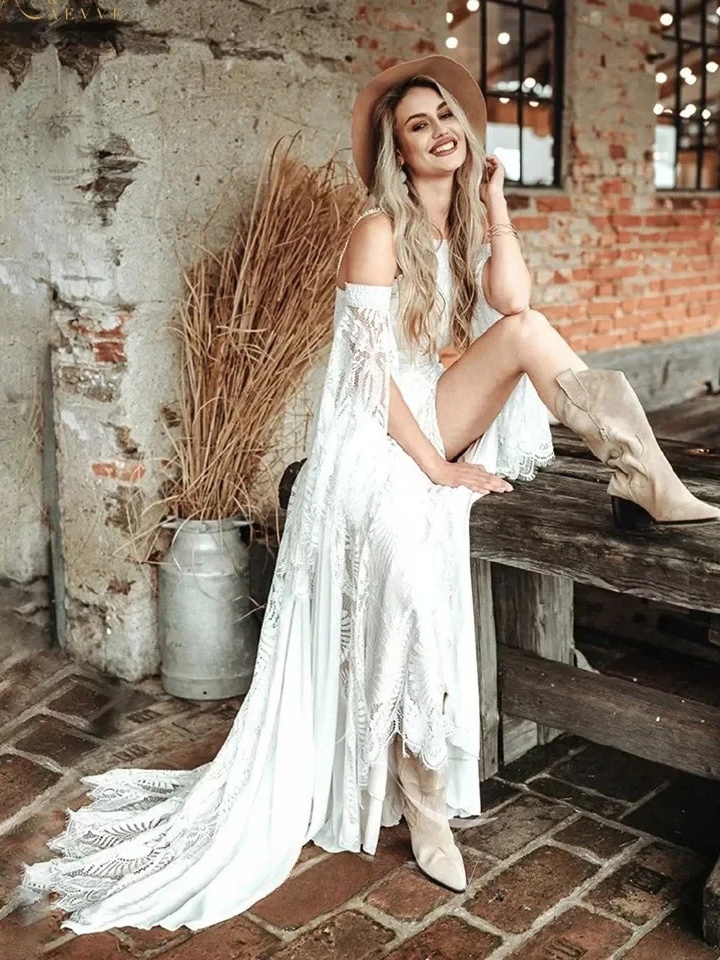 Robe de Mariée Dentelle Bohème Sexy 3 Robe de Mariée Bohème Silence Doré