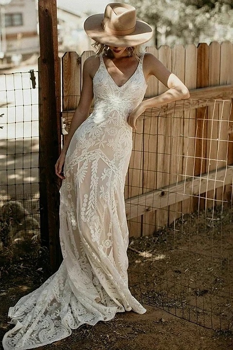 Robe de Mariée Dentelle bohème Chic 4 Robe de Mariée Champêtre Papillon d’Argent