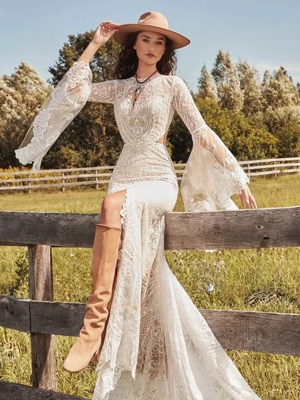 Vintage Champêtre Robe de Mariée Bohème Chic 4 Robe de Mariée Bohème Promesse Silencieuse