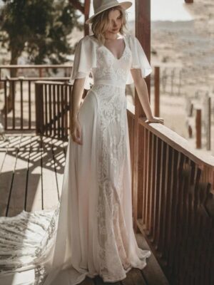 Robe de Mariée Bohème Vintage Dentelle