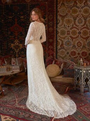 Robe de Mariée Vintage Bohème Manche Longue 5 Robe de Mariée Bohème L’Âme Vagabonde