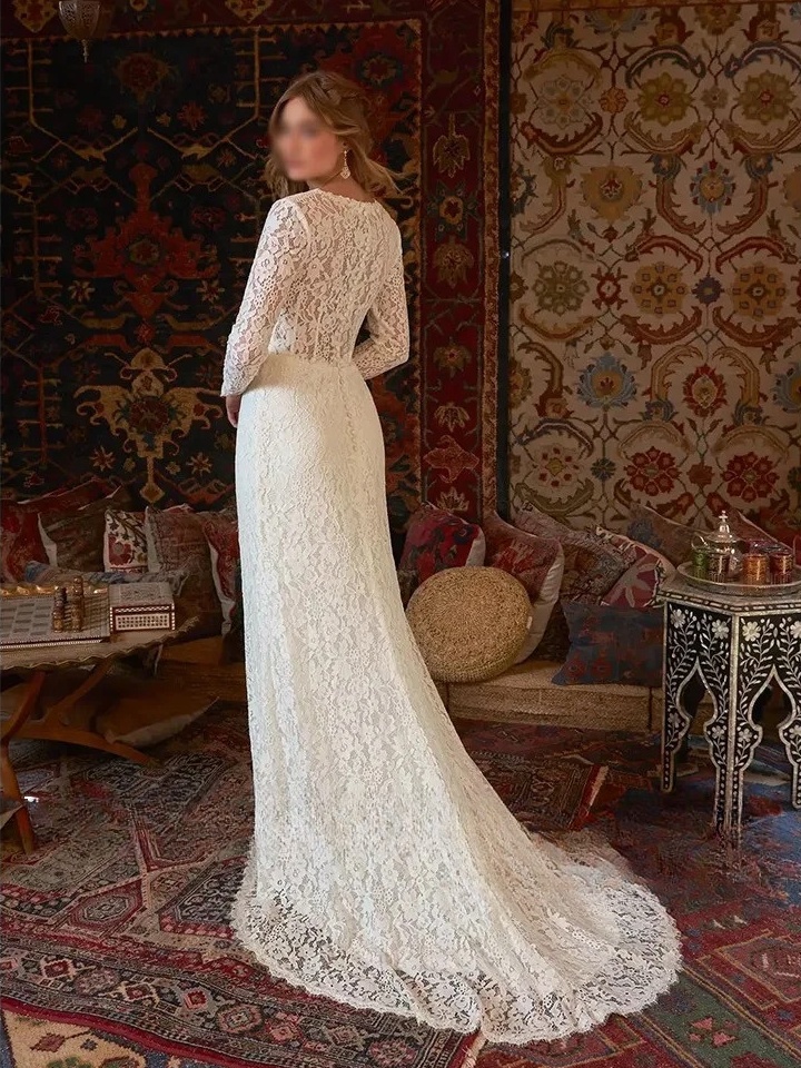 Robe de Mariée Vintage Bohème Manche Longue 3 Robe de Mariée Bohème L’Âme Vagabonde