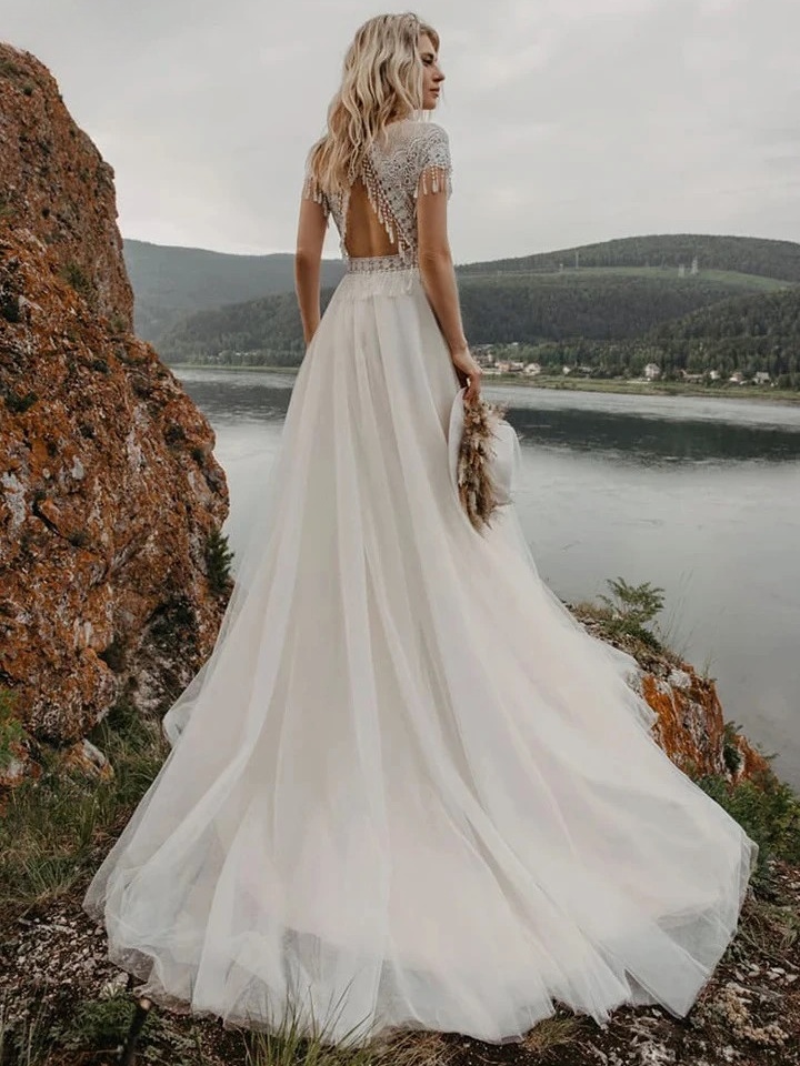 Robe de Mariée Champêtre 2 Robe de Mariée Bohème Douce Évasion