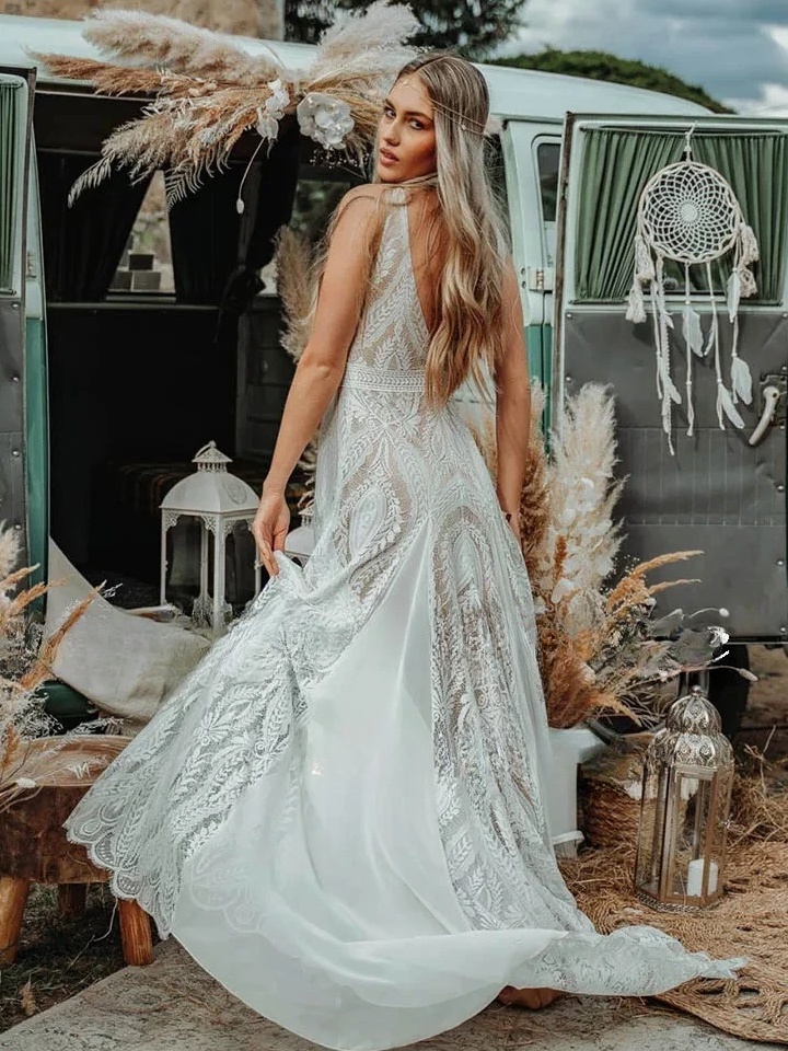 Robe de Mariée Vintage Bohème Décoté 4 Robe de Mariée Bohème Baiser Volé