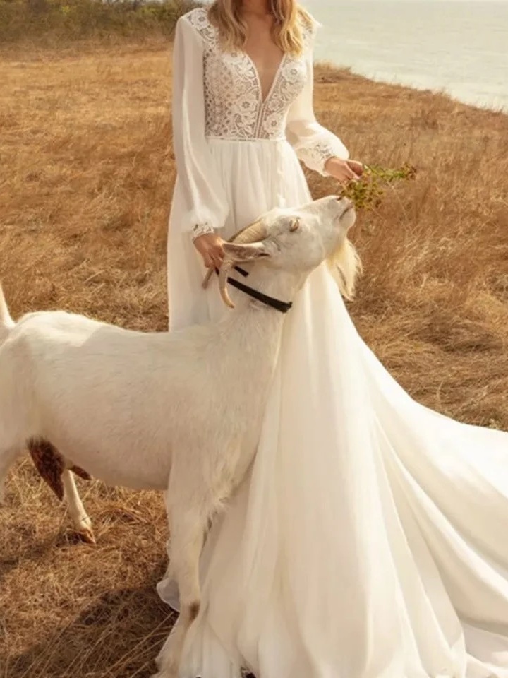 Robe de Mariée Manche Longue Bohème 3 Robe de Mariée Bohème Onde Sereine