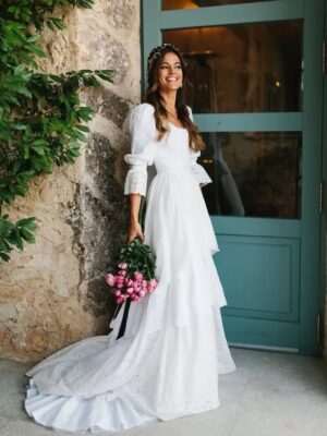 Robe de Mariée Bohème Manche 3/4