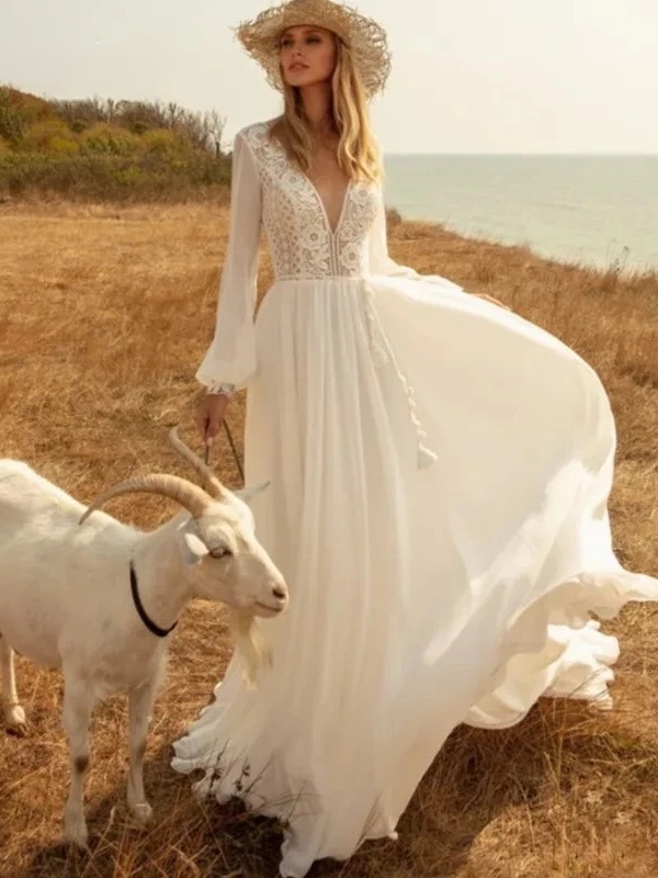 Robe de Mariée Manche Longue Bohème 1 Robe de Mariée Manche Longue Bohème