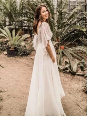 Robe de Mariée Bohème Rosée Sauvage