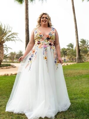 Robe de Mariée Grande Taille à Fleur 2020