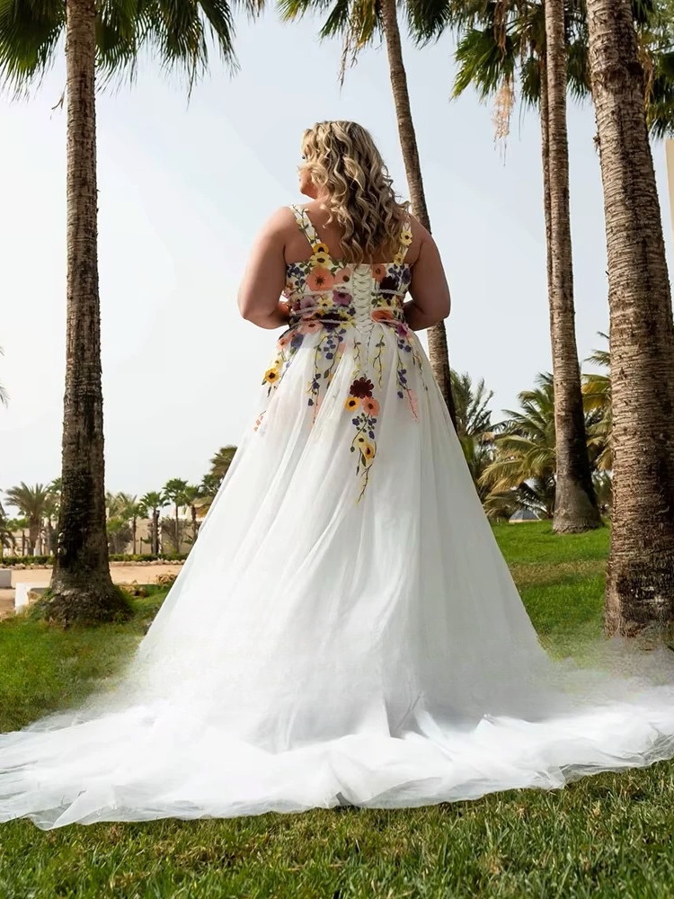 Robe de Mariée Grande Taille à Fleur 2020 2 Robe de Mariée Grande Taille à Fleur 2020 – Image 2