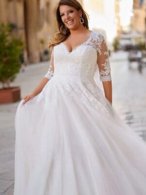 Princesse Robe de Mariée Femme Ronde Grande Taille 5 Sc4665569df324cce96073fb44e89b795b Cropped