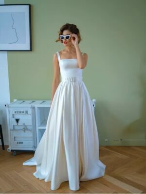 Robe de Mariée Simple avec Bretelles