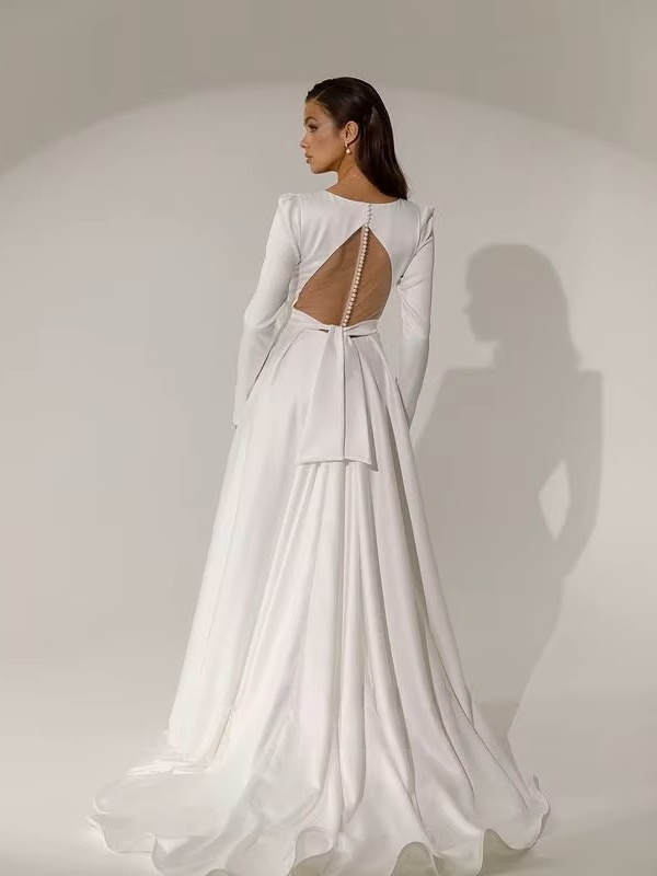Longue Robe de Mariée Simple 3 Longue Robe de Mariée Simple – Image 3