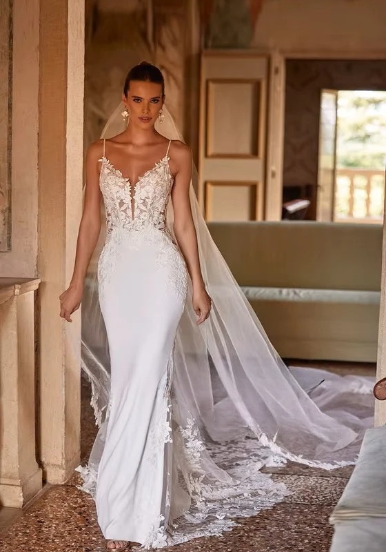 Robe de Mariée Sirène avec Voile 1 Robe de Mariée Sirène avec Voile