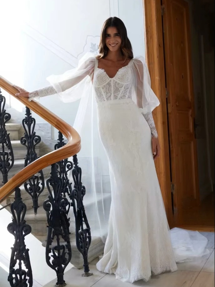 Robe de Mariée Sirène avec Manche 1 Robe de Mariée Sirène avec Manche