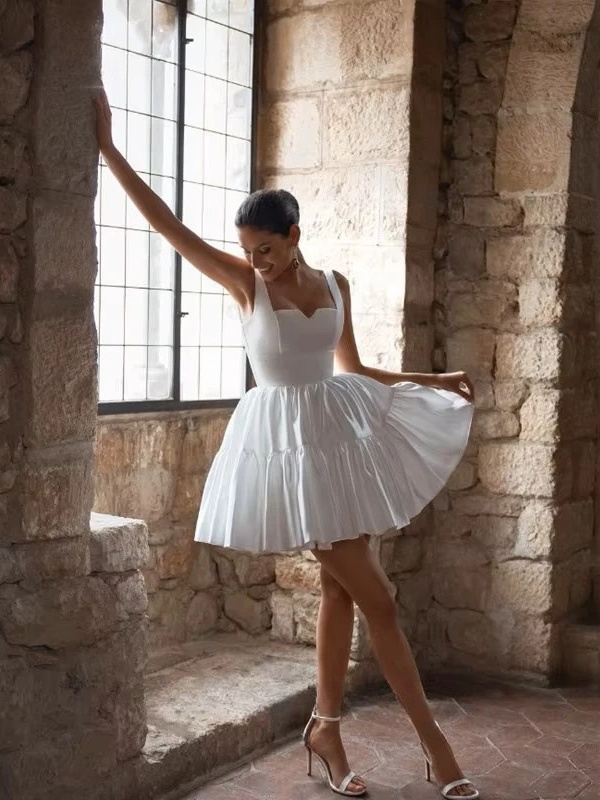 Vintage Retro Robe de Mariée Courte 1 Vintage Retro Robe de Mariée Courte