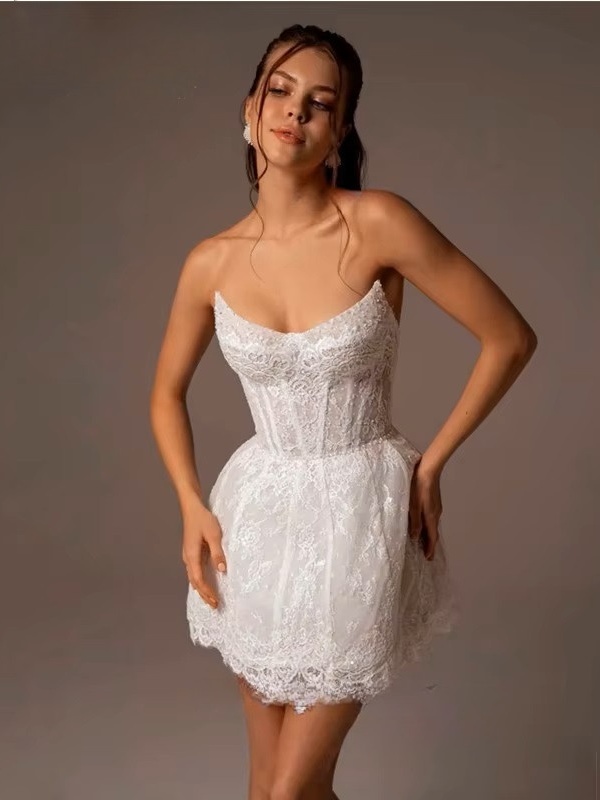 Robe de Mariée Dentelle Courte 4 Robe de Mariée Dentelle Courte – Image 4