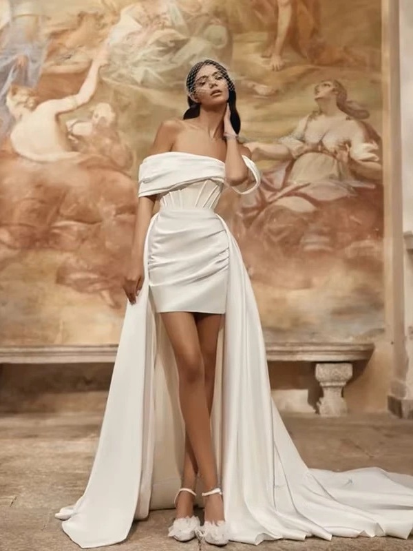 Robe de Mariée Courte avec Sur Jupe Amovible 1 Robe de Mariée Courte avec Sur Jupe Amovible