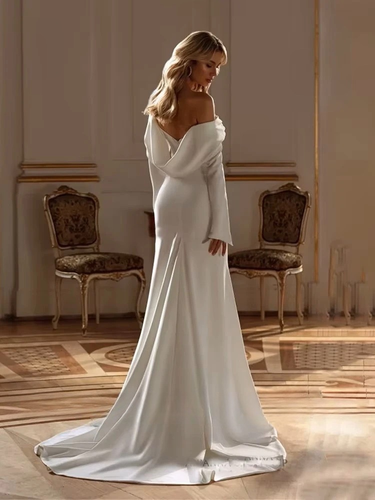 Robe de Mariée Blanche Simple 2 Robe de Mariée Blanche Simple – Image 2