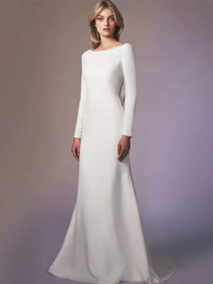 Robe de Mariée Simple avec Manches