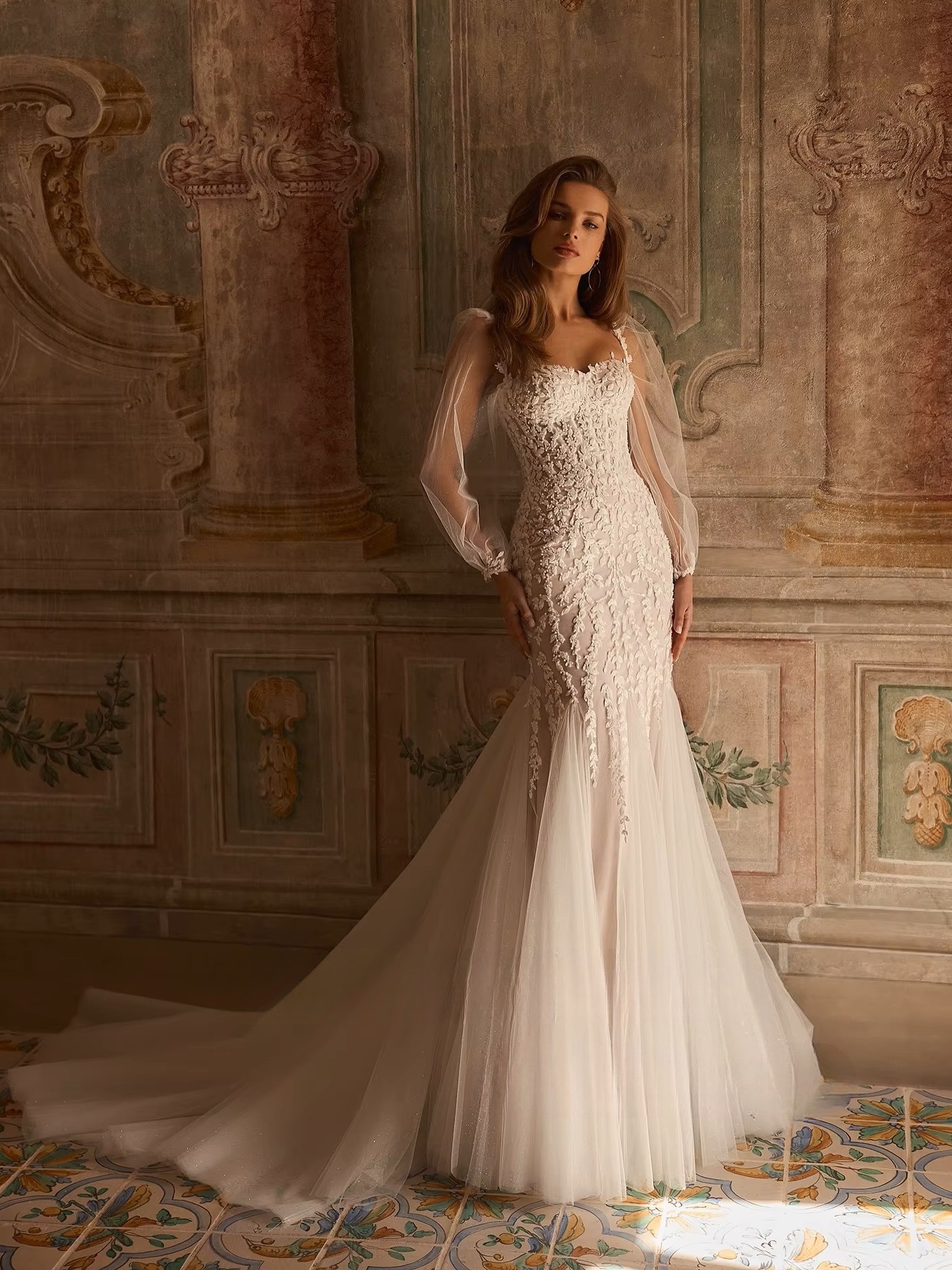 Robe de Mariée Manche Longue Sirène 1 Robe de Mariée Manche Longue Sirène