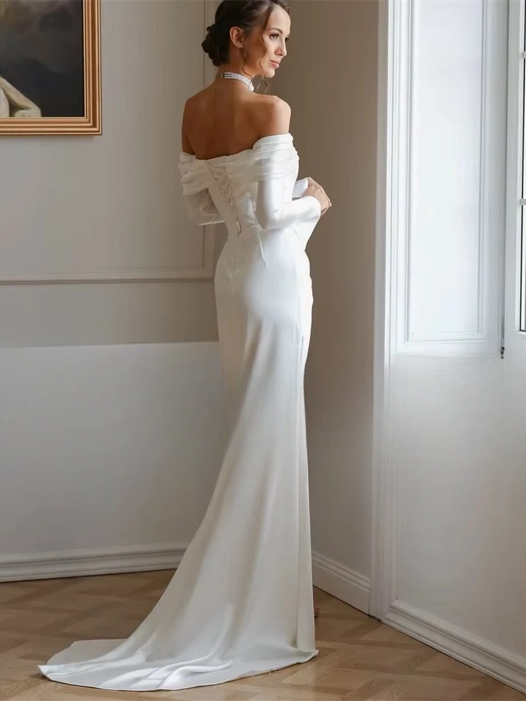 Robe de Mariée Simple sans Dentelle 2 Robe de Mariée Simple sans Dentelle – Image 2