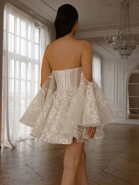 Robe de Mariée Courte Bouffante 2 Robe de Mariée Courte Bouffante – Image 2