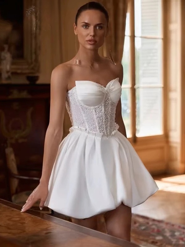 Robe de Mariée Bustier Courte 1 Robe de Mariée Bustier Courte