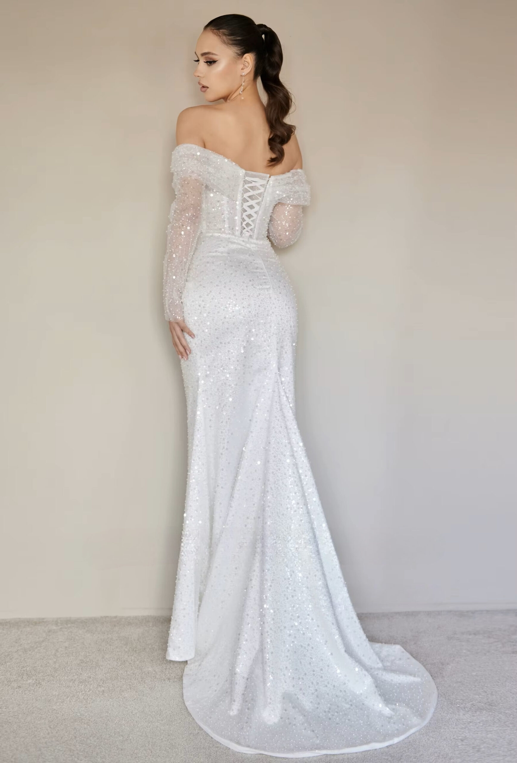 Robe de Mariée Sirène Manches Longues Dentelle 3 Robe de Mariée Sirène Manches Longues Dentelle – Image 3