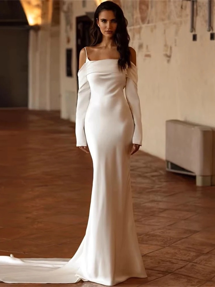 Robe de Mariée Simple pour Mariage Civil Hiver 1 Robe de Mariée Simple pour Mariage Civil Hiver