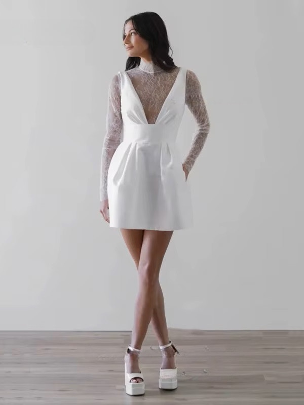 Robe de Mariée Courte Manche Longue 1 Robe de Mariée Courte Manche Longue