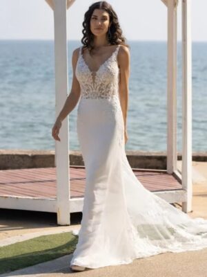 Robe de Mariée Simple avec Dentelle
