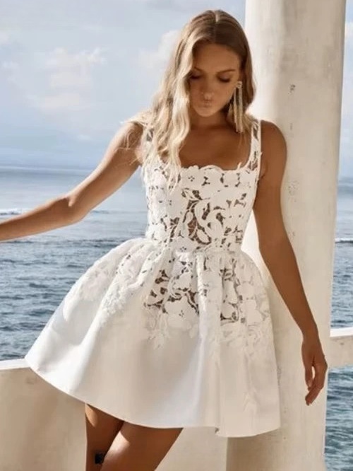 Robe de Mariée Bohème Dentelle Courte 2 Robe de Mariée Bohème Dentelle Courte – Image 2