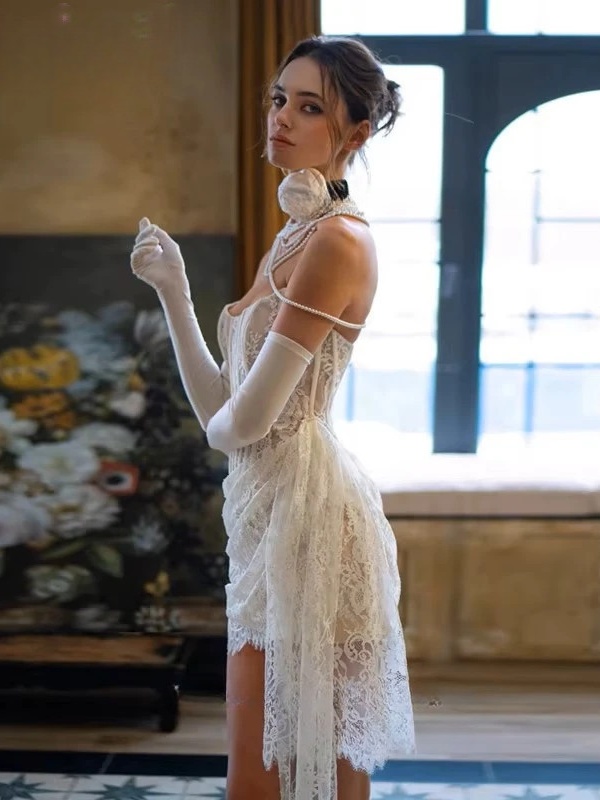 Robe de Mariée Courte Année 20 2 Robe de Mariée Courte Année 20 – Image 2