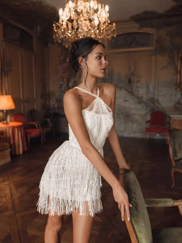 Robe de Mariée Bohème Chic Courte 1 Robe de Mariée Bohème Chic Courte